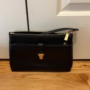 Michael Kors Black Leather Crissbody with Gold Accents